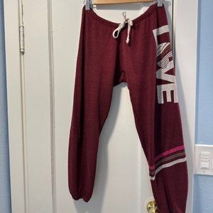 SPIRITUAL GANGSTER Maroon LOVE Sweatpants